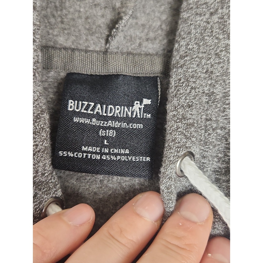 Buzz Aldrin Adult NASA Logo Hoodie Grey Sz Large - Picture 6 of 9